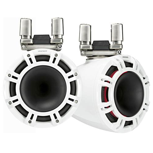 KICKER Marine 9" Wakeboard Tower Speakers With LED Lighting White, Pair (46KMTC94W) - Extreme Electronics
