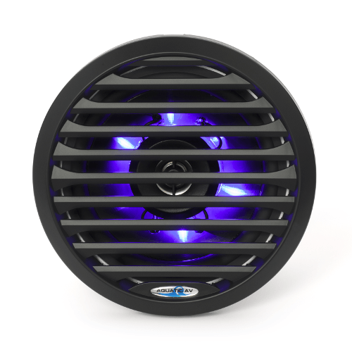 AQUATIC AV 6 1/2″ Pro-Series Black Marine Speakers With Blue LED Lighting, Pair (AQSPK654LB) - Extreme Electronics