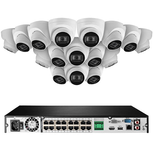 ExtremePro 4K 16 Channel Security System 16 All Weather Dome 8MP 130 FT Color Night Vision 3TB Expandable Hard Drive and Listen-In Audio (EXTPRONDW61613K4CN) - Extreme Electronics