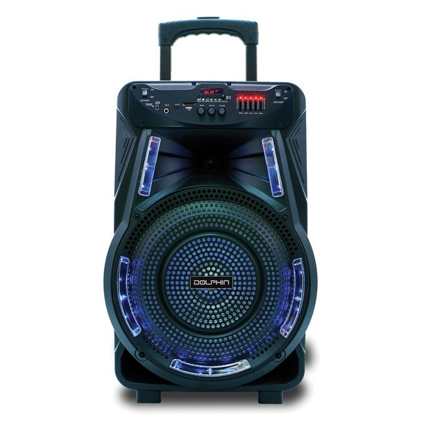 DOLPHIN 15" Bluetooth Party Speaker with LED Lights, Stand and Mic (SP17RBT) - Extreme Electronics