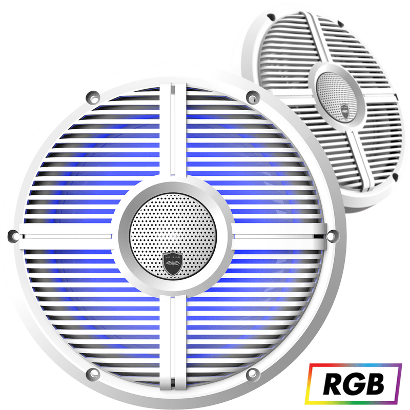 Wet Sounds 10" 2-Way Coaxial White Grill /Built-in RGB LED Pair (REVOCX10XWW) - Extreme Electronics