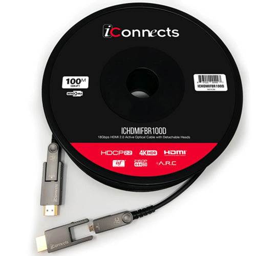 iConnects 100m Active HDMI OPT Cable Detach Ends (ICHDMIFBR100D) - Extreme Electronics