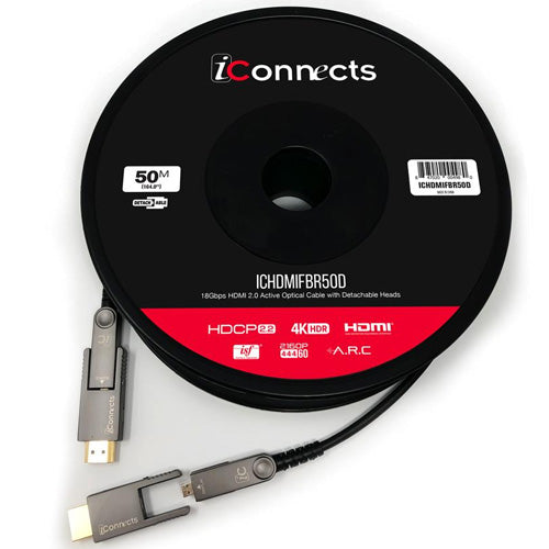 iConnects 50m Active HDMI OPT Cable Detached Ends (ICHDMIFBR50D) - Extreme Electronics