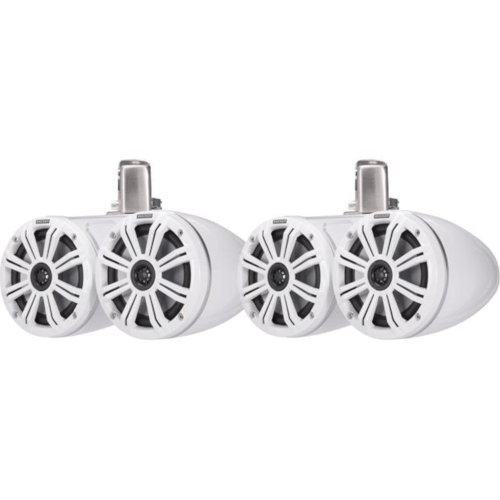 KICKER Marine Dual 6 1/2" Wakeboard Tower Speakers With LED Lighting White, Pair (45KMTDC65W) - Extreme Electronics