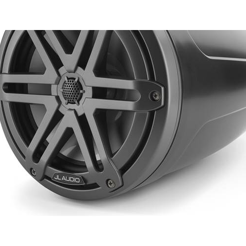 JL AUDIO M3 7.7" Satin Black Enclosed Marine Coaxial Speakers with Gunmetal Sport Grille, Pair (93536) - Extreme Electronics