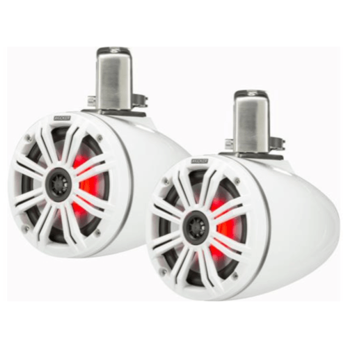 KICKER Marine 6-1/2" Wakeboard Tower Speakers With LED Lighting White, Pair (45KMTC65W) - Extreme Electronics