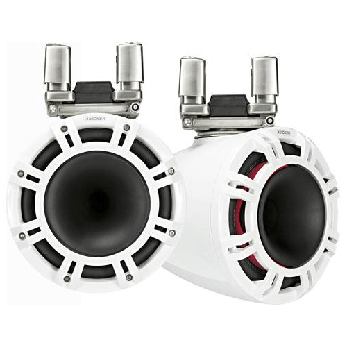 KICKER Marine 11" Wakeboard Tower Speakers With LED Lighting White, Pair (44KMTC114W) - Extreme Electronics