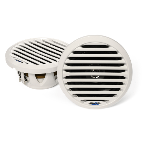AQUATIC AV 6 1/2″ Pro-Series White Marine Speakers With Blue LED Lighting, Pair (AQSPK654LW) - Extreme Electronics