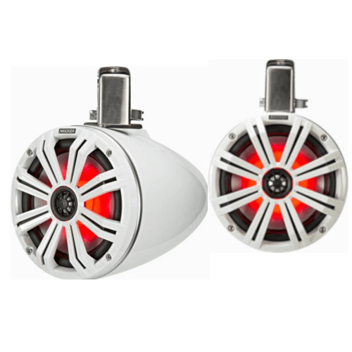 KICKER Marine 8" Wakeboard Tower Speakers With LED Lighting White, Pair (45KMTC8W) - Extreme Electronics