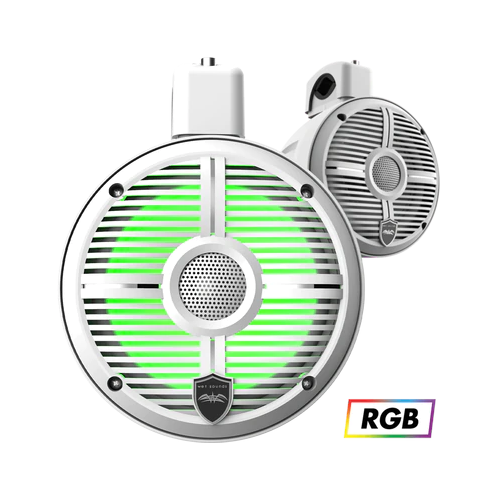Wet Sounds 6-1/2" Wakeboard Tower Speakers with RGB LED Lighting, White Closed Grille, Pair (RECON6PODW) - Extreme Electronics