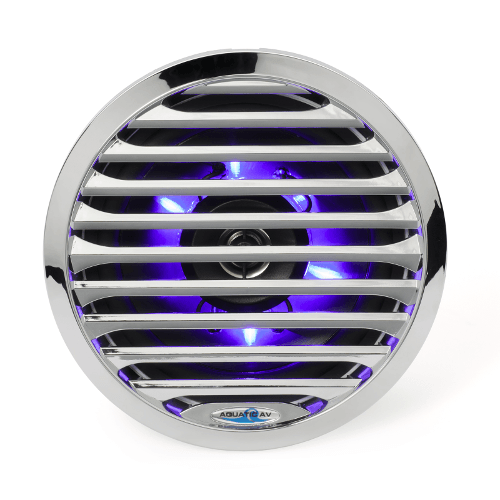 AQUATIC AV 6 1/2″ Pro-Series Chrome Marine Speakers With Blue LED Lighting, Pair (AQSPK654LC) - Extreme Electronics