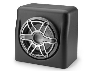 JL Audio Matte Black Fiberglass Sealed Enclosed Subwoofer With Titanium Sport Grille - M6-10FES-Mb-S-GmTi-4