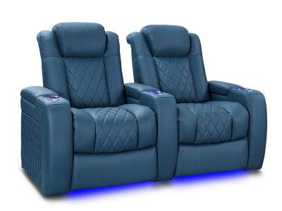 Valencia Theater Seating Premier Series Italian Leather Seating in Steel Blue - Tuscany Ultimate (SB)