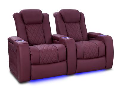 Valencia Theater Seating Premier Series Italian Leather Seating in Burgundy - Tuscany Ultimate (BR)