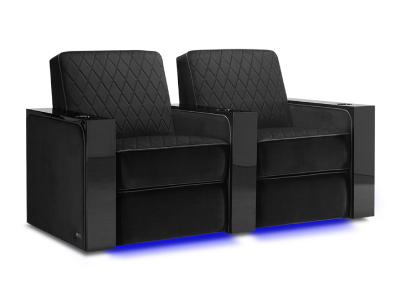 Valencia Theater Seating Bespoke Series Italian Leather Seating in Raven - Naples Prestige